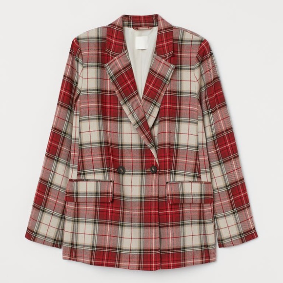 H&M Jackets & Blazers - H&M double breasted red plaid blazer